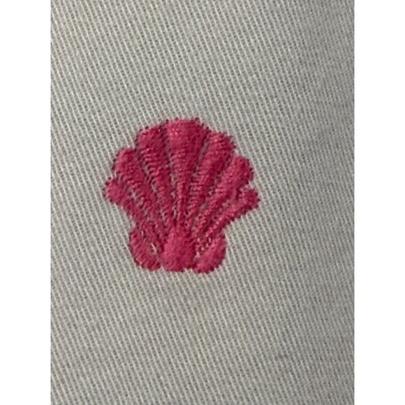 Talbots Signature Embroidered Crop Pants Size 16 Pink Shells Stretch Khaki Chino - Picture 2 of 12